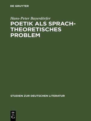 cover image of Poetik als sprachtheoretisches Problem
